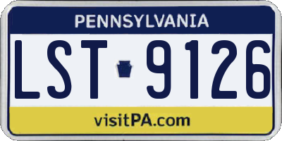 PA license plate LST9126