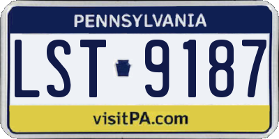 PA license plate LST9187