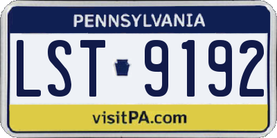 PA license plate LST9192