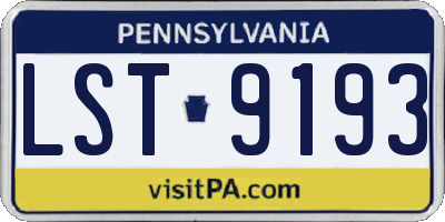 PA license plate LST9193