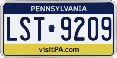 PA license plate LST9209