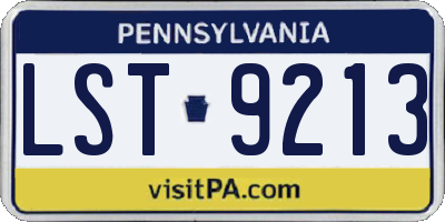 PA license plate LST9213