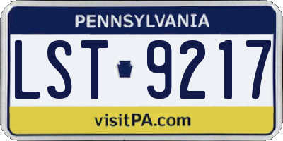 PA license plate LST9217