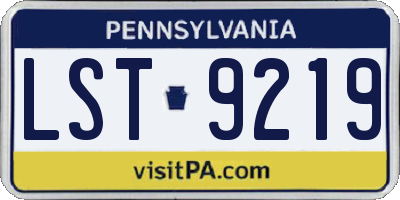 PA license plate LST9219