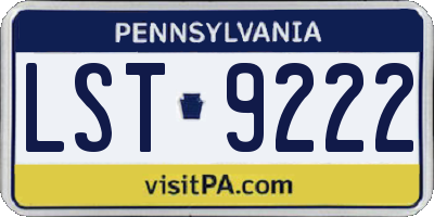 PA license plate LST9222