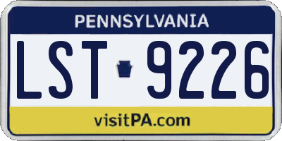 PA license plate LST9226