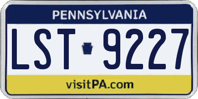 PA license plate LST9227