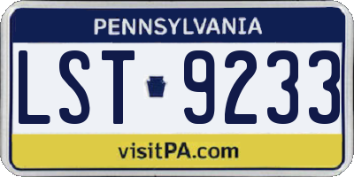 PA license plate LST9233