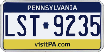 PA license plate LST9235