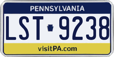 PA license plate LST9238