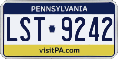 PA license plate LST9242