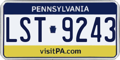 PA license plate LST9243