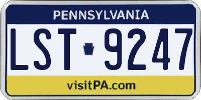 PA license plate LST9247