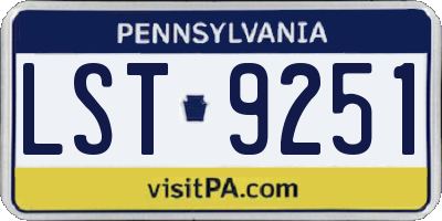 PA license plate LST9251