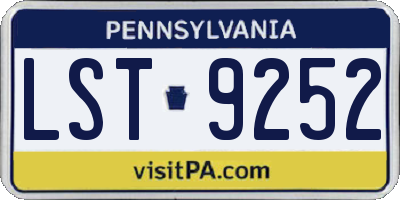 PA license plate LST9252
