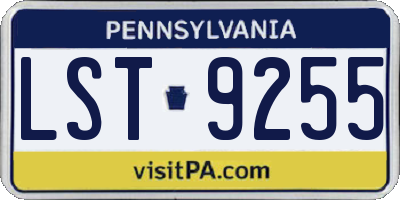PA license plate LST9255