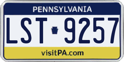 PA license plate LST9257
