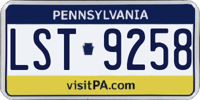 PA license plate LST9258