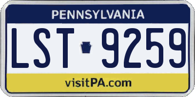 PA license plate LST9259