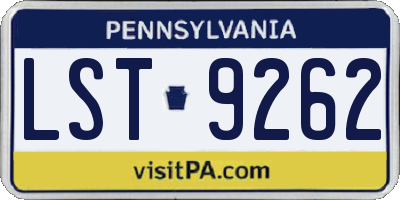PA license plate LST9262