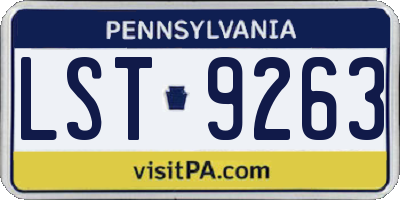 PA license plate LST9263