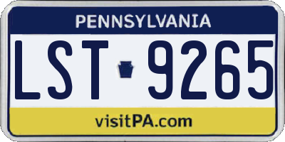 PA license plate LST9265