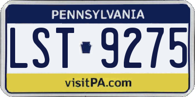 PA license plate LST9275