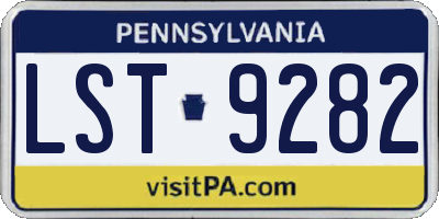 PA license plate LST9282