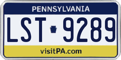 PA license plate LST9289