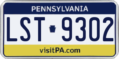 PA license plate LST9302