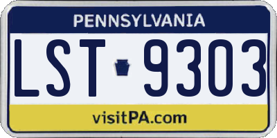 PA license plate LST9303