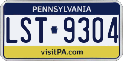 PA license plate LST9304