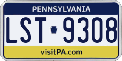 PA license plate LST9308