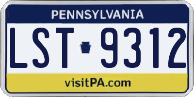 PA license plate LST9312