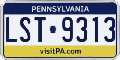 PA license plate LST9313