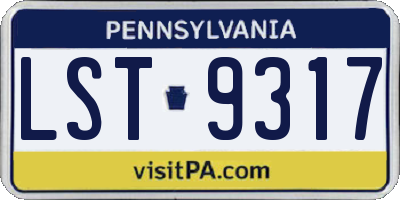 PA license plate LST9317