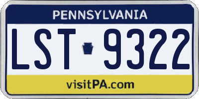 PA license plate LST9322