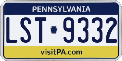 PA license plate LST9332