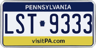 PA license plate LST9333
