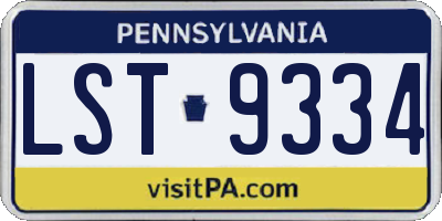 PA license plate LST9334