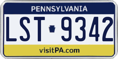 PA license plate LST9342
