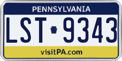 PA license plate LST9343