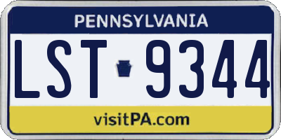PA license plate LST9344