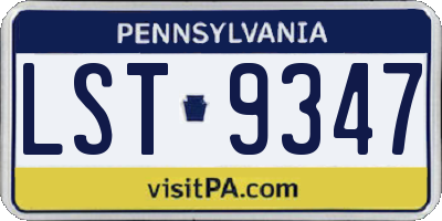 PA license plate LST9347