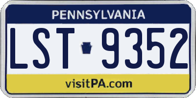 PA license plate LST9352