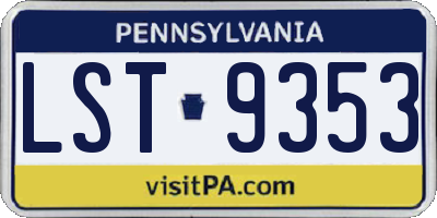 PA license plate LST9353