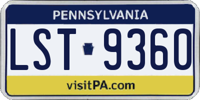 PA license plate LST9360