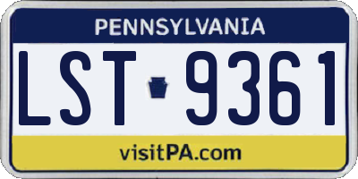 PA license plate LST9361