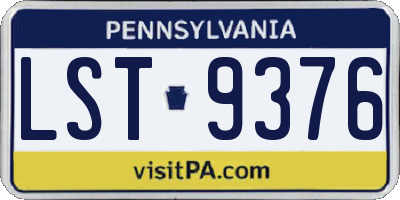 PA license plate LST9376