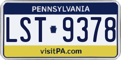 PA license plate LST9378